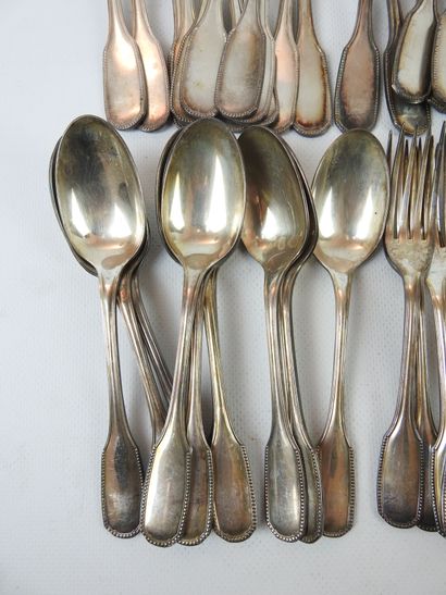 A silver-plated cutlery set with pearl decoration...