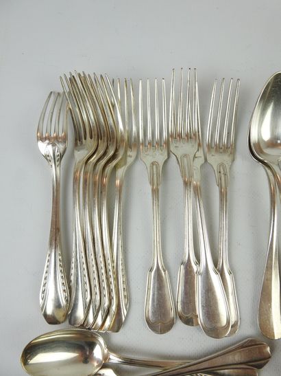 LOT OF silver plated cutlery including large...