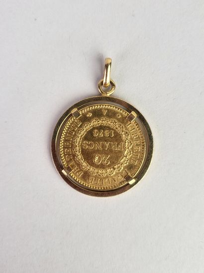 Coin of 20 francs gold Genie, 1876 A mounted...