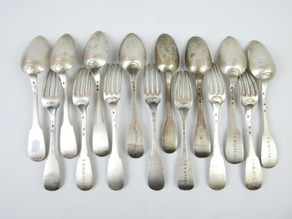 COUVERTS in silver model uni-flat marks Coq,...