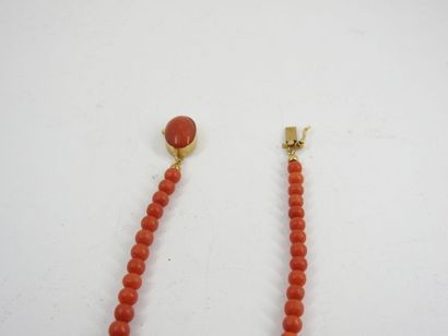 NECKLACE of coral pearls in falls, clasp...