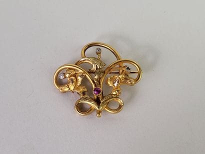 Pendant brooch in 18K (750°/°°) yellow gold,...