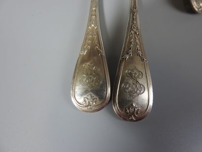 Part of a silver cutlery set with Silz inscription,...