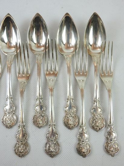 SIX silver CUTLERY of violonnée form with...