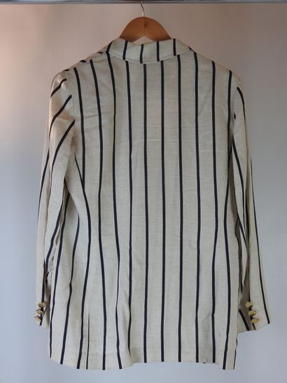 BURBERRYS: Linen jacket with navy stripes...