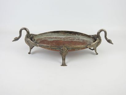 Silvered bronze centerpiece of oval shape...