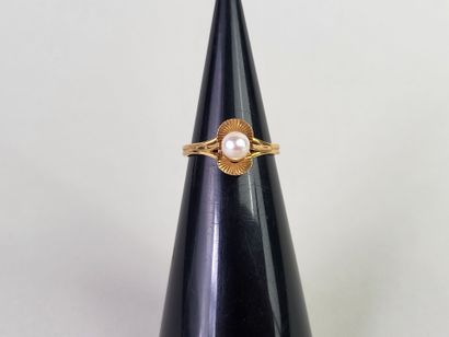 Ring in 18K yellow gold (750°/°°) centered...