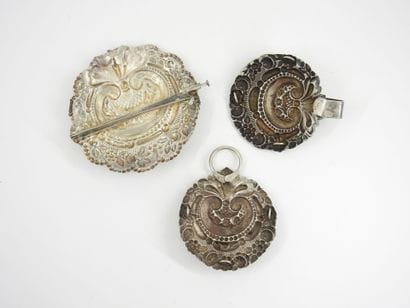 Pair of antique cloak buckles and matching...