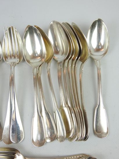 LOT OF silver plated cutlery including large...