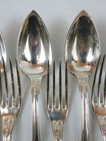 SIX silver CUTLERY of violonnée form with...