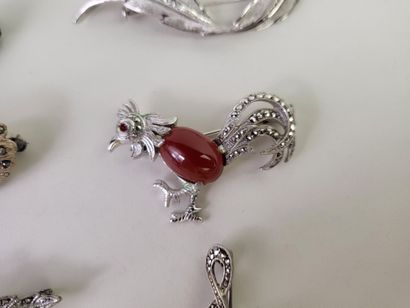 Lot of 6 antique silver brooches (800°/°°...