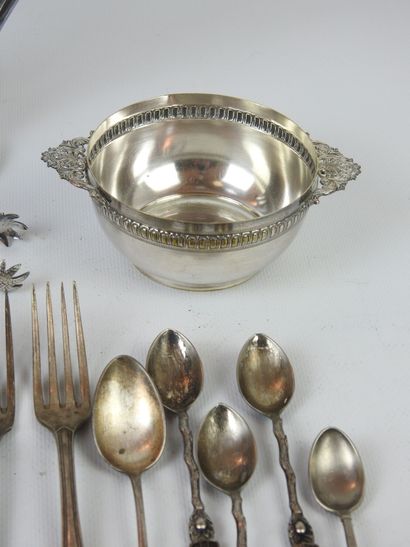LOT of silver plated metal including cutlery,...