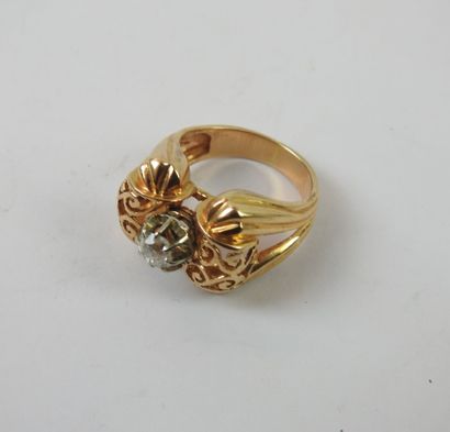 Ring in 18K yellow gold with a diamond (0.4...