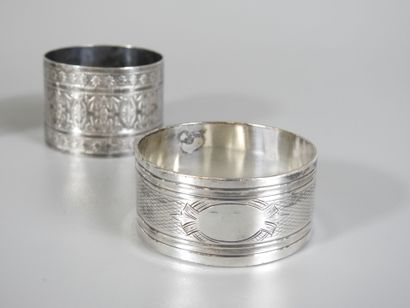 THREE silver napkin rings, Minerve mark....
