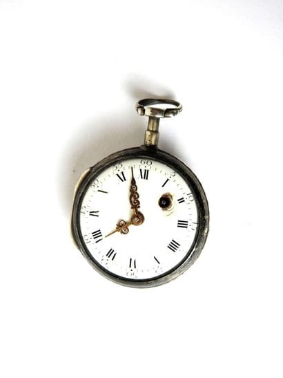 OIGNON WATCH in silver with white enamelled...