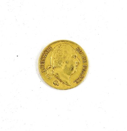 MONEY 20 francs gold 1818 Louis XVIII king...