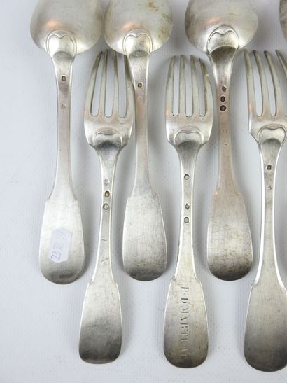 COUVERTS in silver model uni-flat marks Coq,...