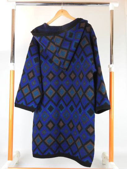 KENZO PARIS: Pure wool knit coat with hood...