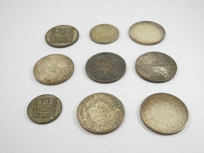 Silver coins including francs 1984 - 10 francs...
