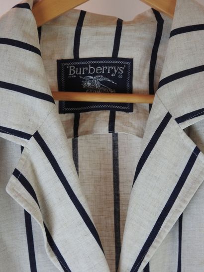BURBERRYS: Linen jacket with navy stripes...