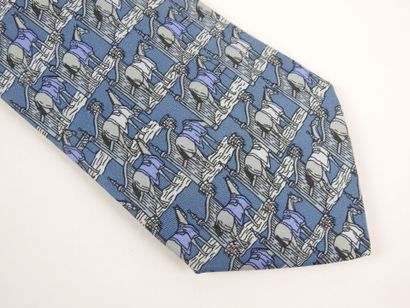 HERMES - Paris : Silk tie with horses pattern....