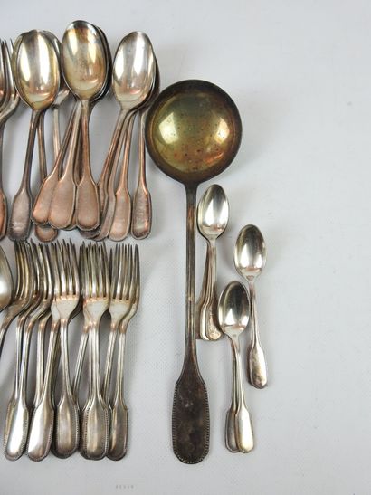 A silver-plated cutlery set with pearl decoration...