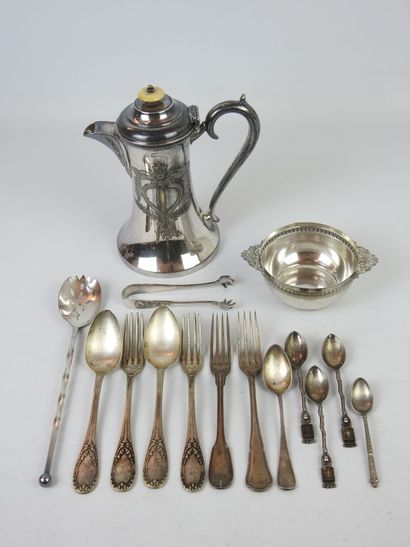 LOT of silver plated metal including cutlery,...
