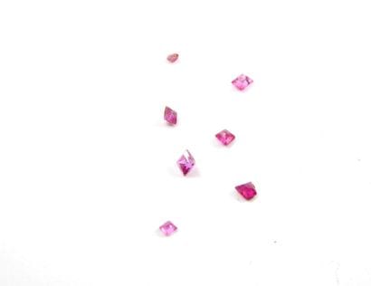 SEVEN small rubies on paper