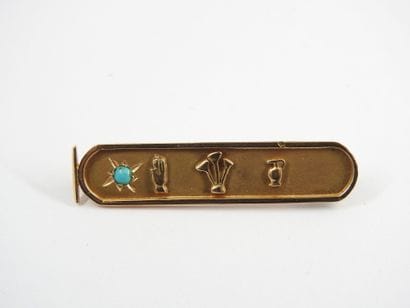 Egyptian barrette in yellow gold, decorated...