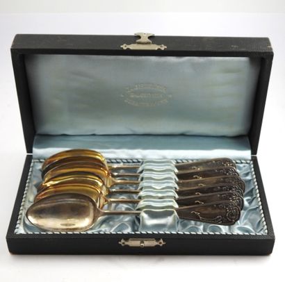 SIX coffee spoons in silver 800 thousandth....