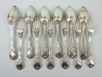 SIX silver CUTLERY of violonnée form with...