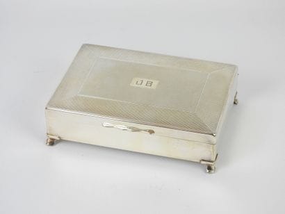 CIGARETTES BOX in silver plated metal of...