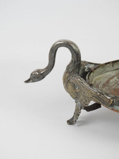 Silvered bronze centerpiece of oval shape...
