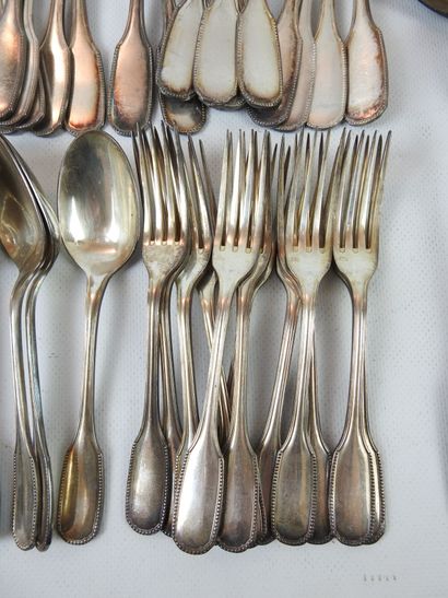 A silver-plated cutlery set with pearl decoration...