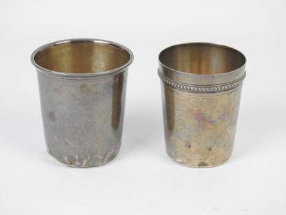TWO silver TIMBALS marked Claude and M. Cochoneau....