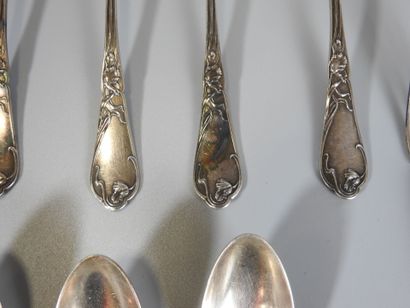 Eleven silver spoons, hallmark Minerve, Art...