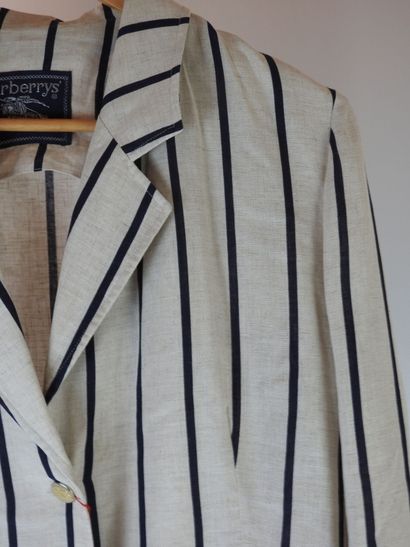 BURBERRYS: Linen jacket with navy stripes...