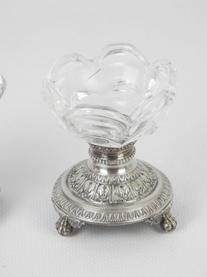 PAIR OF SALON in crystal and silver hallmarked...