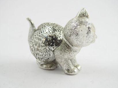 CHRISTOFLE : Miniature cat in silver plated...
