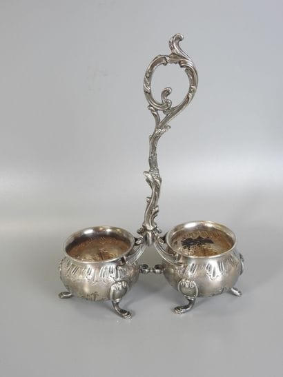 MONTURE of oil and vinegar cruet in silver...