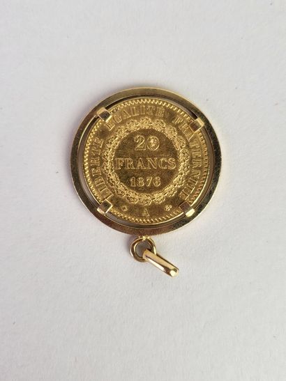Coin of 20 francs gold Genie, 1876 A mounted...