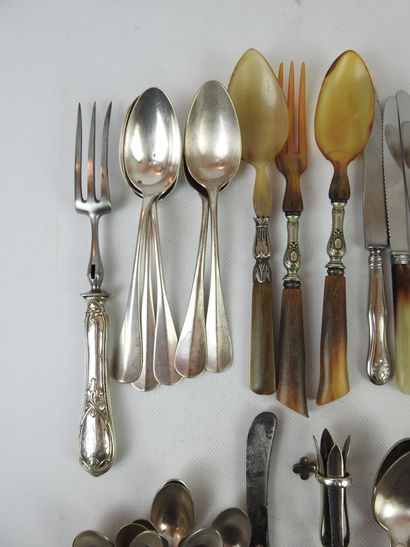 LOT OF silver plated cutlery including CHRISTOFLE:...