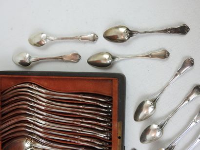 silver flatware set with TWELVE COUVERTS...