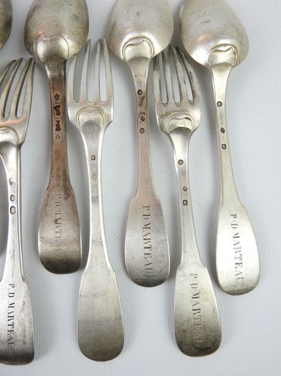 COUVERTS in silver model uni-flat marks Coq,...