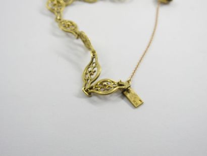 THREE JEWELRY in gold low title, ring, two...