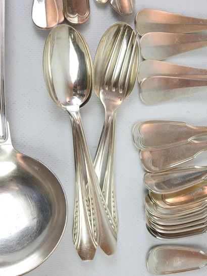 LOT OF silver plated cutlery including large...
