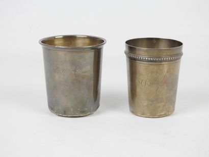 TWO silver TIMBALS marked Claude and M. Cochoneau....