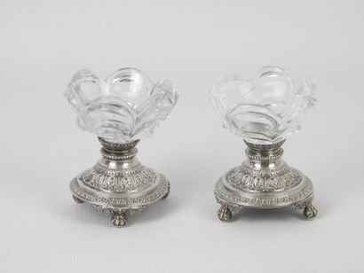 PAIR OF SALON in crystal and silver hallmarked...