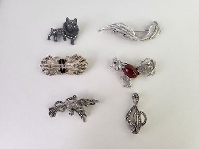 Lot of 6 antique silver brooches (800°/°°...