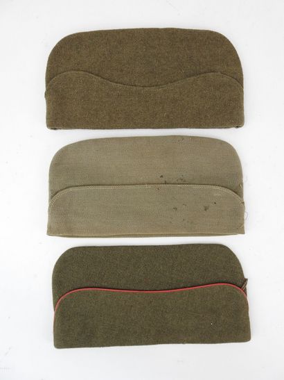 Lot of 3 khaki police caps, artillery warrant...